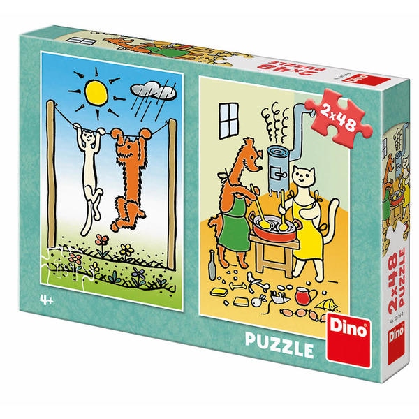 Dino Puzzle Pejsek a kočička 2x48 dílků