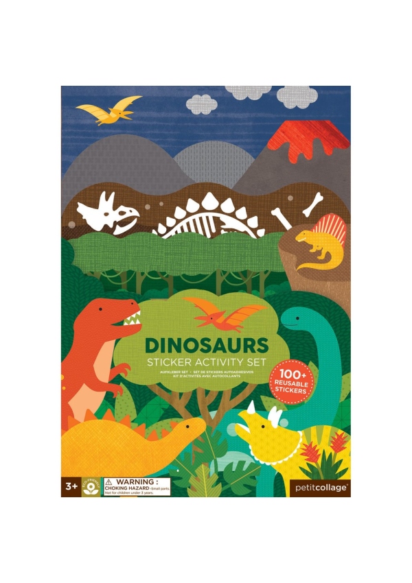Levně Petit Collage Znovupoužitelné samolepky se scénou Dinosauři