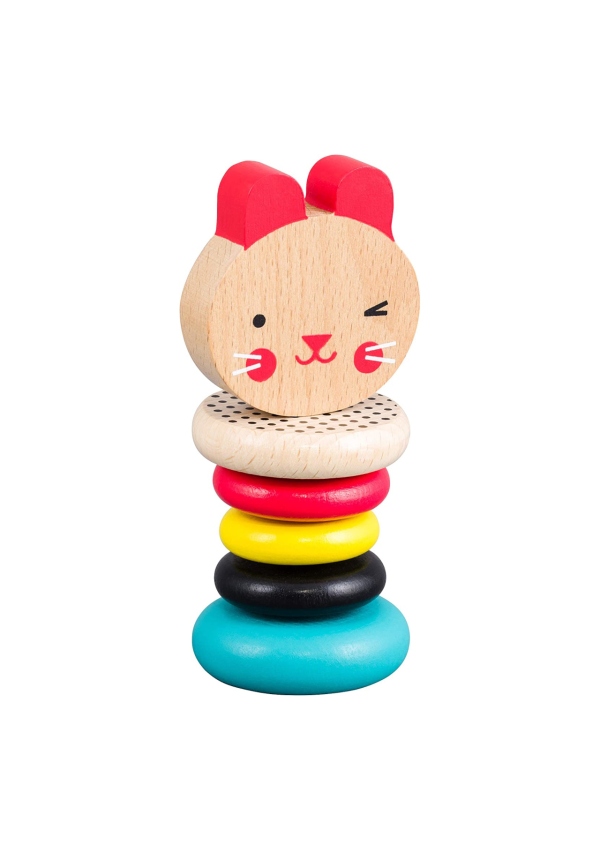 Petit Collage Dřevěné chrastítko zajíček