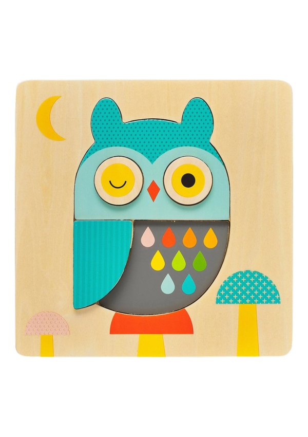 Petit Collage Dřevěné puzzle sova