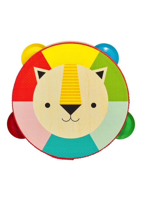 Petit Collage Dřevěná tamburína lev