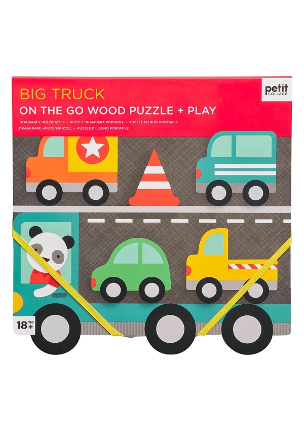 Petit Collage Robustní dřevěné puzzle Big Truck