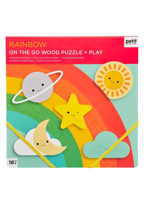 Petit Collage Robustní dřevěné puzzle Rainbow