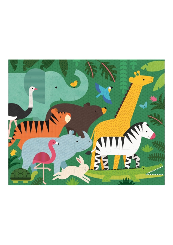 Petit Collage Oboustranné puzzle 2v1 džungle