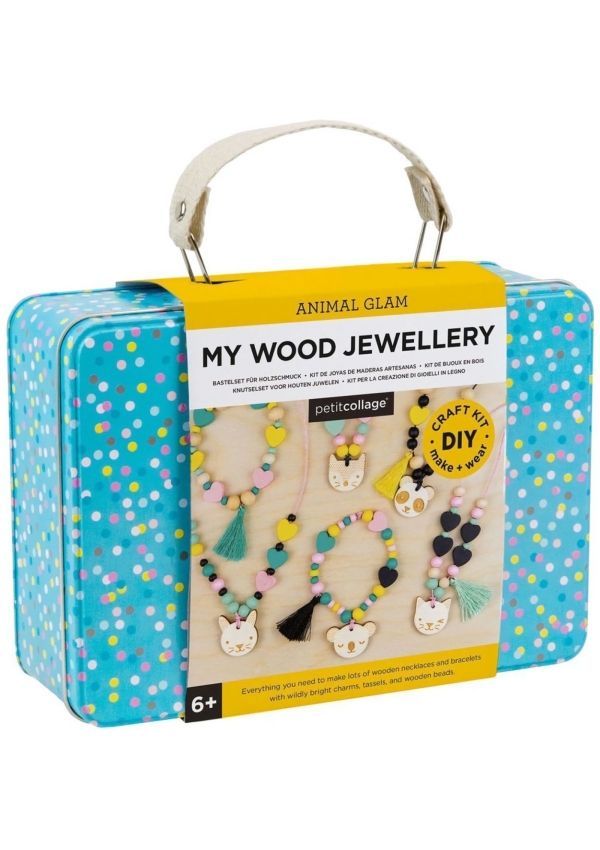Petit Collage Kreativní kufřík Dřevěné šperky se zvířátky