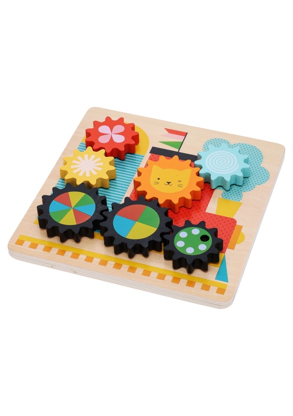 Petit Collage Puzzle ozubená kolečka vláček