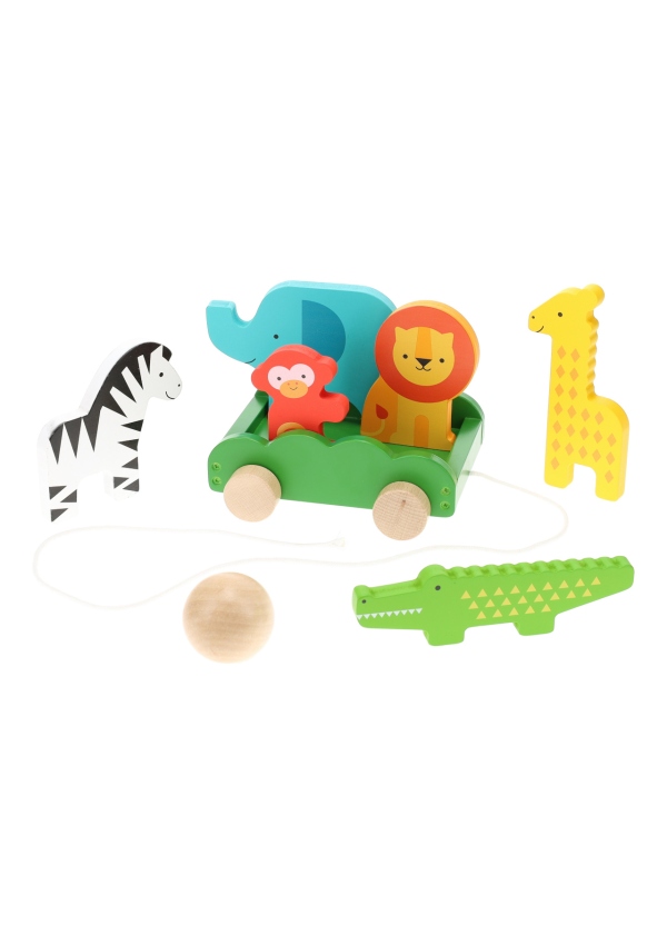 Petit Collage Bowling se zvířátky ve vozíku