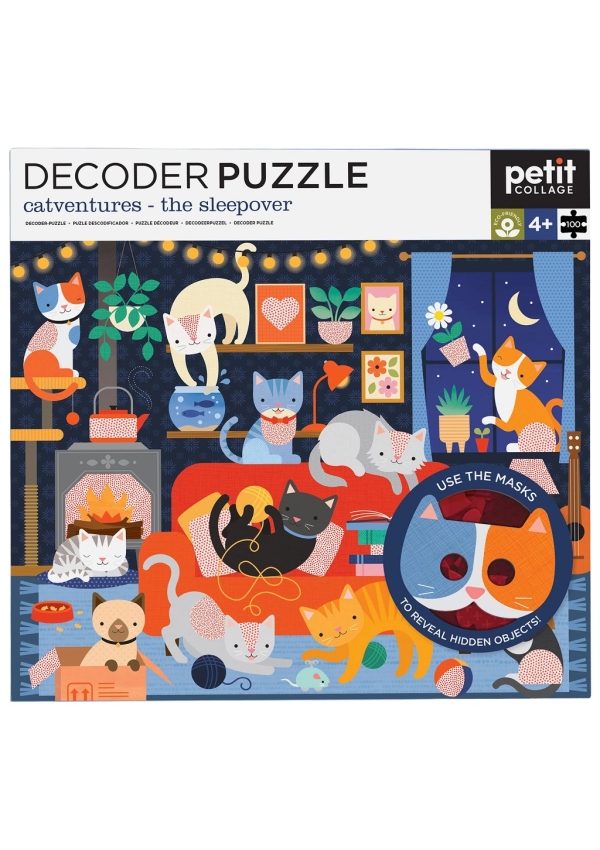 Levně Petit Collage Puzzle kočky 100 ks s 3D brýlemi