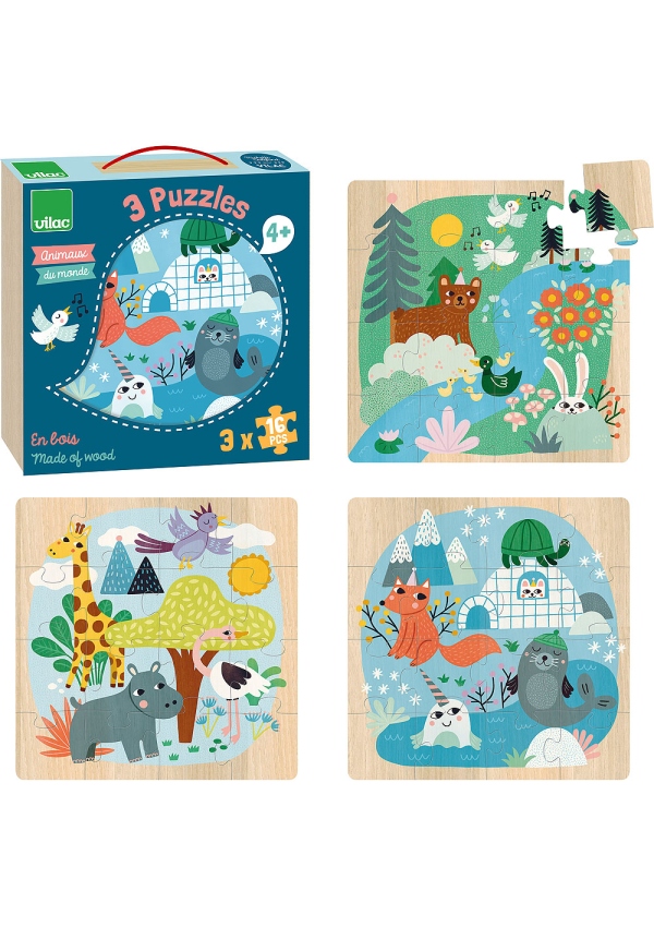 Levně Vilac Dřevěné puzzle Světová zvířata
