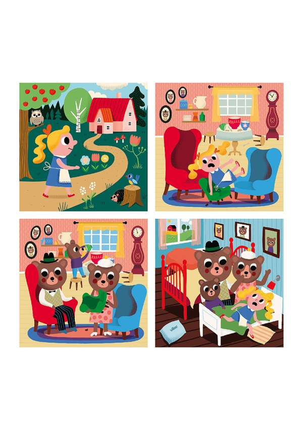 Vilac Dřevěné puzzle Zlatovláska 4 v 1