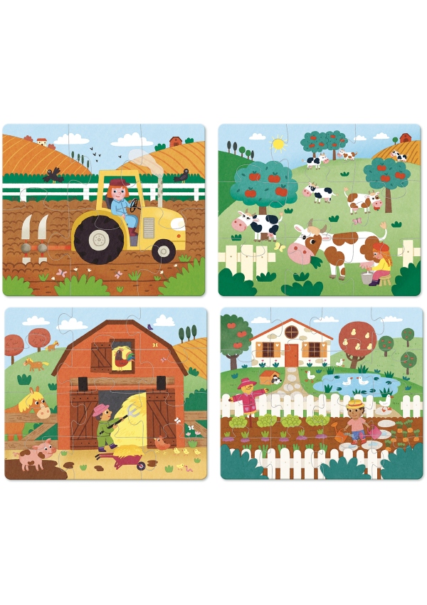 Vilac Dřevěné puzzle Farma 4 v 1