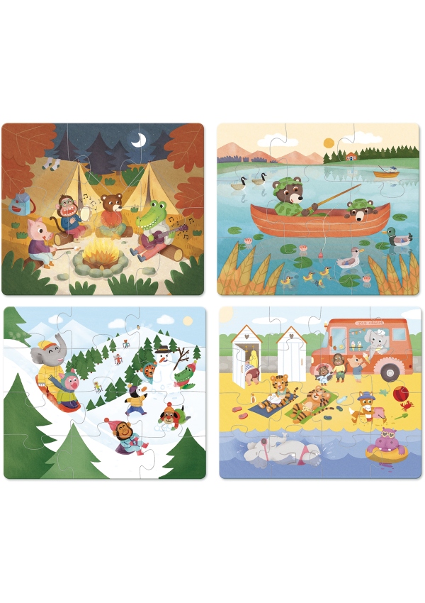 Vilac Dřevěné puzzle Dobrodružství 4v1