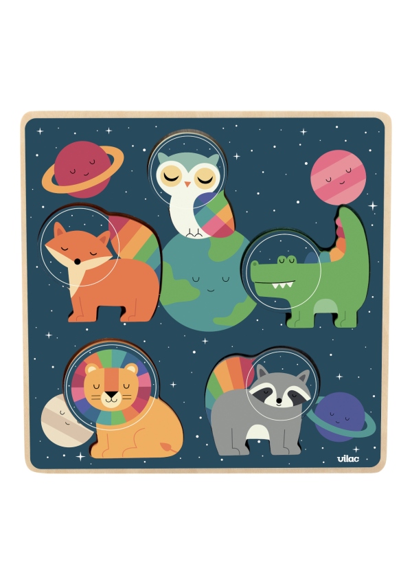 Levně Vilac Vkládací puzzle Zvířecí astronauti