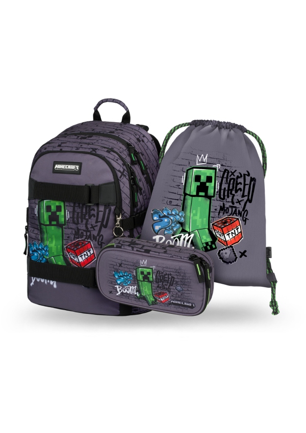 BAAGL SET 3 Skate Minecraft TNT: Batoh, Etue, Sáček