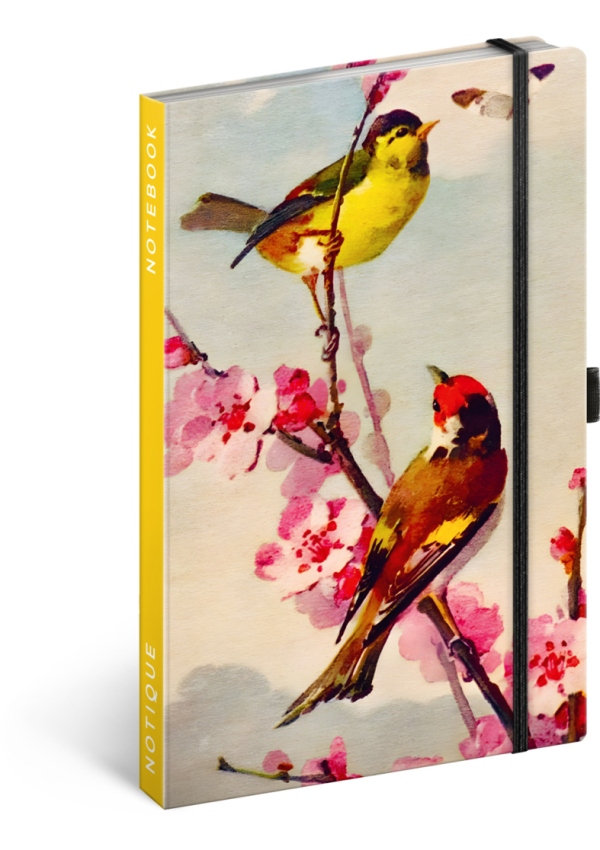 NOTIQUE Notes Ptáčci – sakura Kateřiny Winterové, linkovaný, 13 x 21 cm