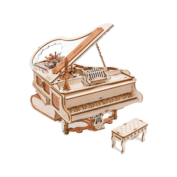 Levně RoboTime 3D Dřevěná hrací skříňka Kouzelné piano (mechanický pohon)