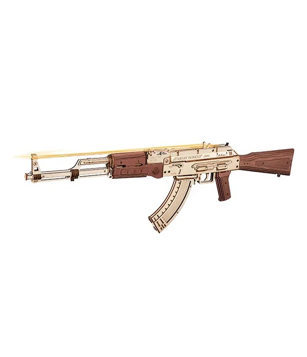 Levně RoboTime 3D Dřevěné mechanické puzzle Útočná puška AK-47