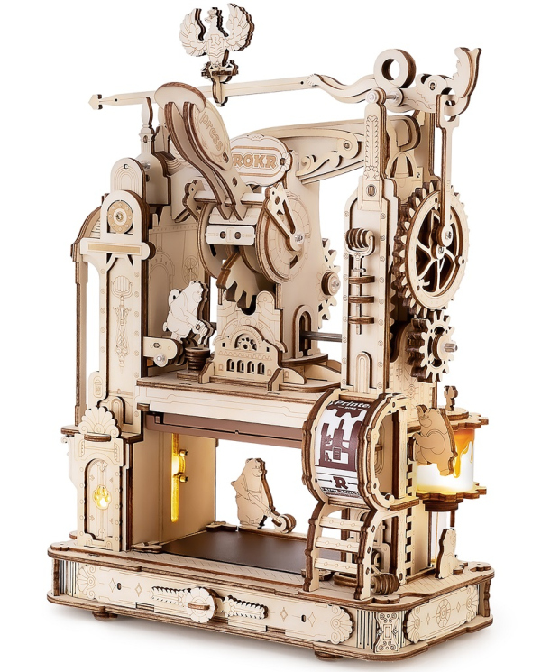 Levně RoboTime 3D dřevěné mechanické puzzle Tiskařský lis
