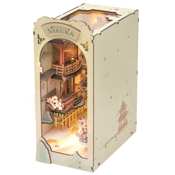 Levně RoboTime 3D Puzzle Zarážka na knihy "Falling Sakura" (dřevěná)