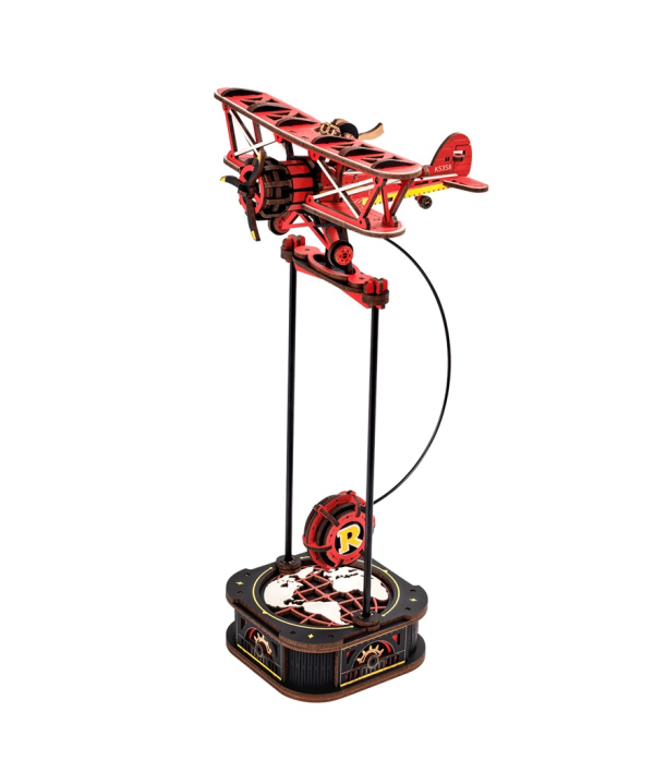Levně RoboTime 3D mechanická skládačka Dvojplošník s kyvadlem