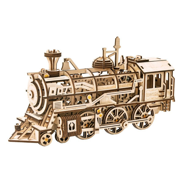 Levně RoboTime 3D dřevěné mechanické puzzle Parní lokomotiva