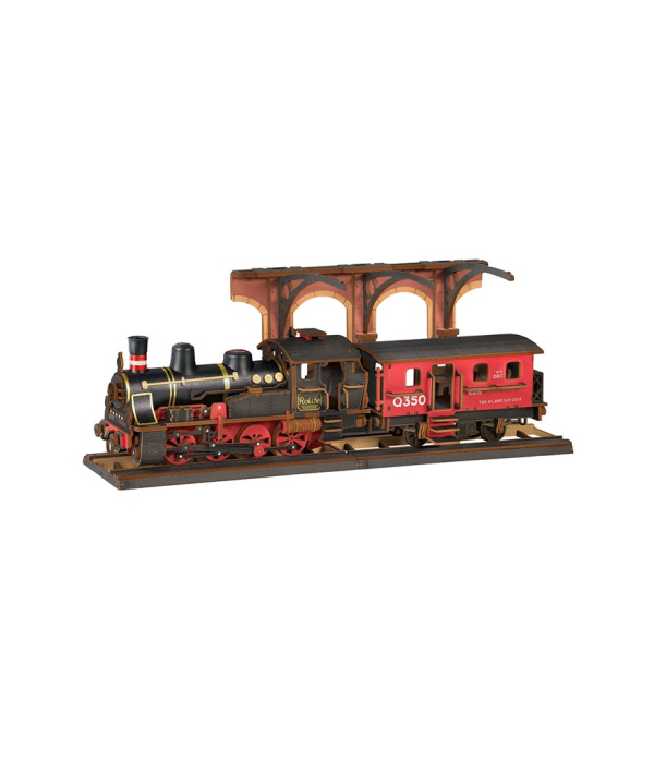 Levně RoboTime 3D dřevěná skládačka Vintage parní lokomotiva