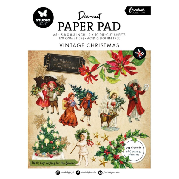 Studio Light Blok s papírovými výseky Studio Light Vintage Christmas, A5, 20 l. - Vánoční nostalgie