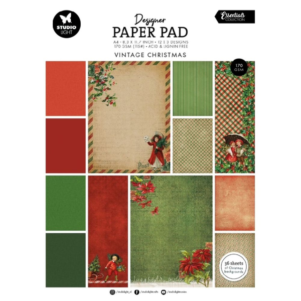 Levně Studio Light Blok podkladových papírů Studio Light Vintage Christmas, A4, 36 l. - Vánoční nostalgie