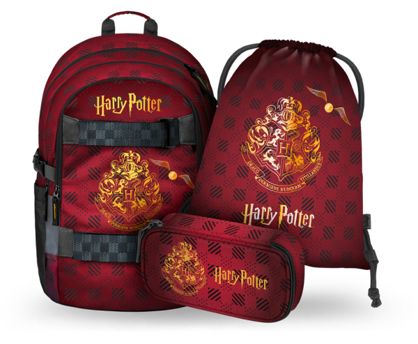 BAAGL SET 3 Skate Harry Potter Bradavice vínový: batoh, penál, sáček  