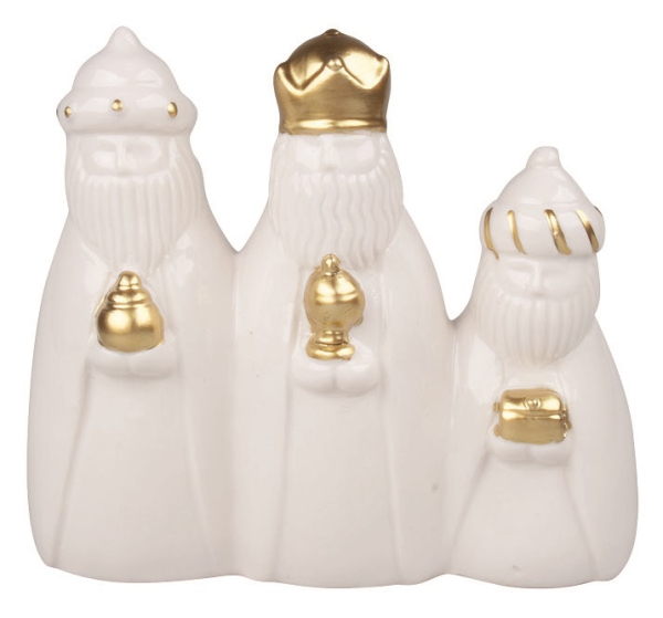 Levně Tři králové se zlatým dekorem z porcelánu 13 x 12 x 5 cm