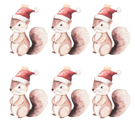 Levně Veverky dřevěné na kolíčku 3,5 x 4,5 x 0,3 cm, 6 ks v sáčku