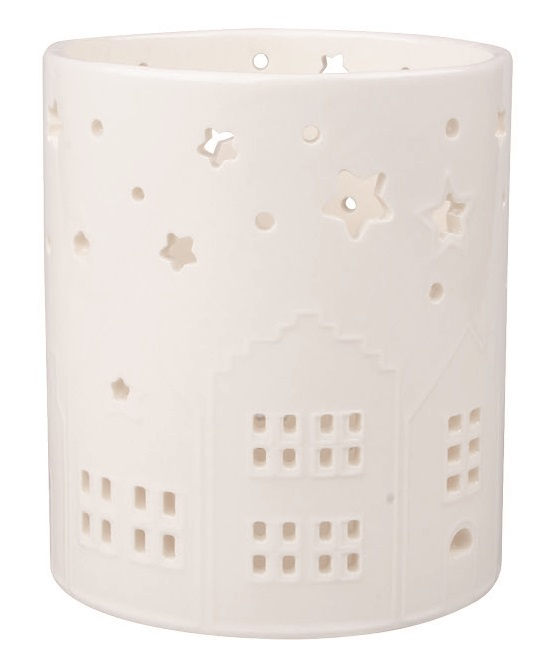 Levně Svícen město porcelánový 10 x 11 x 10 cm