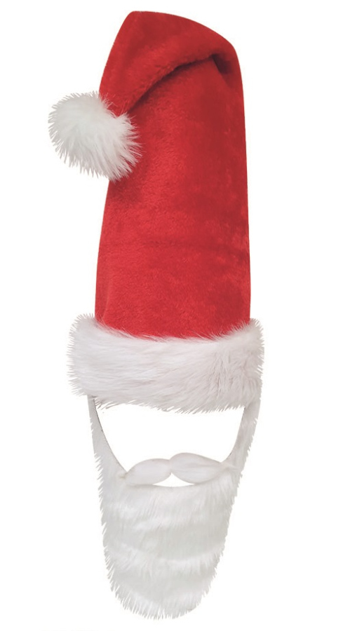 Levně Santovská čepice s vousy, obvod 60 cm, délka čepice 70 cm, délka vousů 25 cm