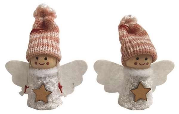 Levně Anděl v bílém svetříku s hvězdou na zavěšení 7,5 cm