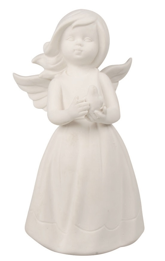 Levně Anděl s holubicí porcelánový 9 x 17,5 x 9,5 cm