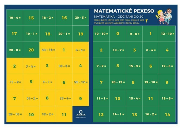 Levně Pexeso: Matematika - Odečítání v oboru do 20