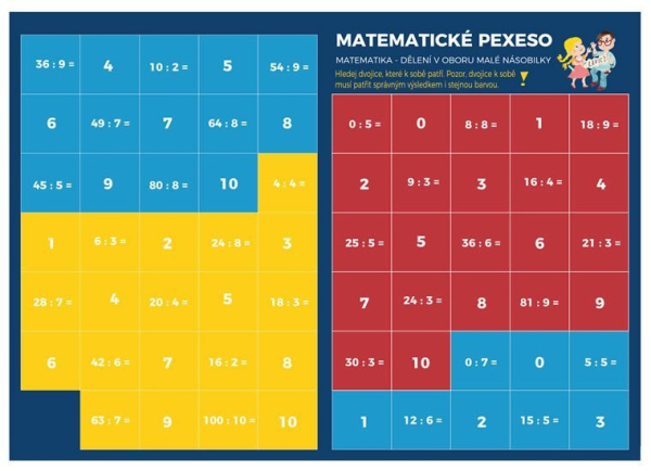 Levně Pexeso: Matematika - Dělení v oboru malé násobilky