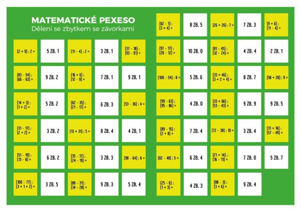 Levně Pexeso: Matematika - Dělení se zbytkem se závorkami