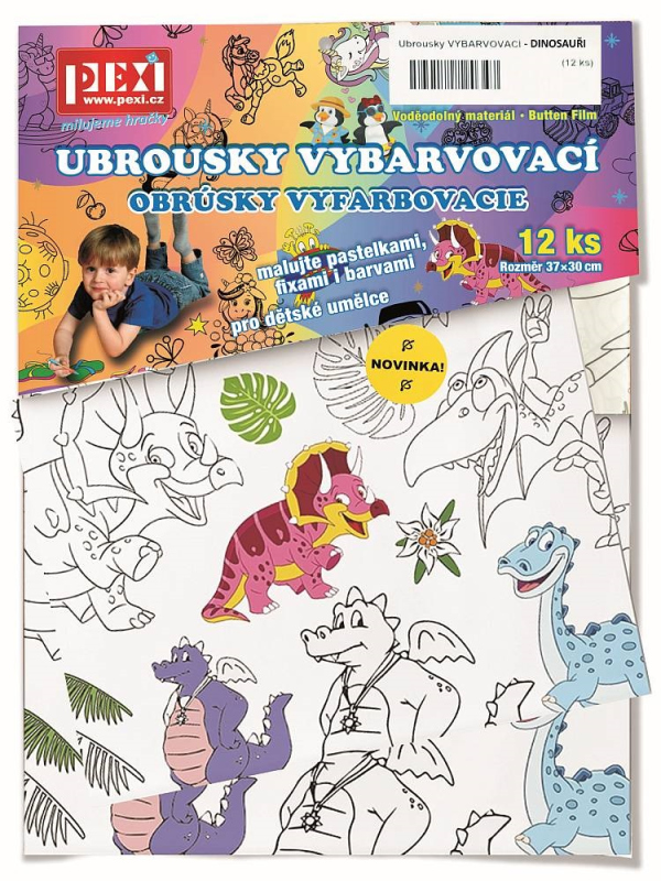 Levně Pexi Vybarvovací ubrousky - Dinosauři