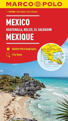 Mexico Marco Polo Map, Includes Guatemala, Belize and El Salvador