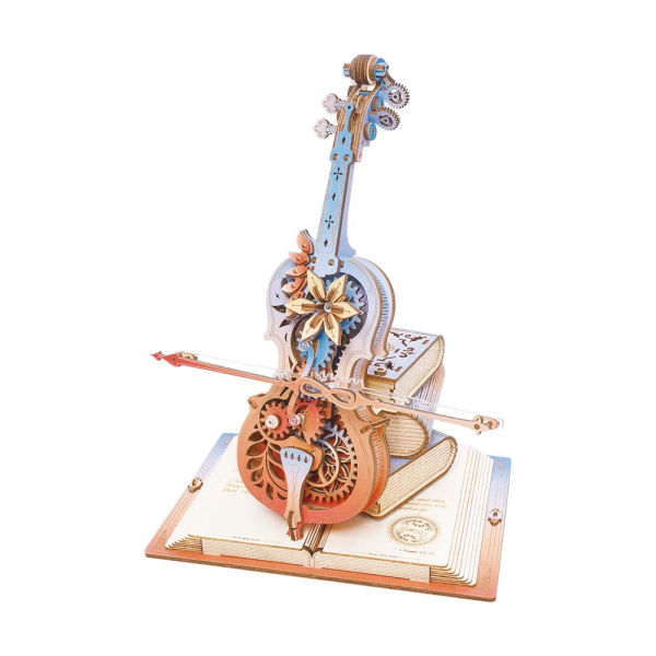 Levně RoboTime 3D skládačka hrací skříňky Kouzelné violoncello (mechanický pohon)