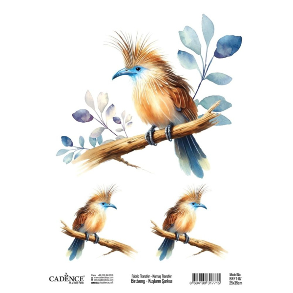 Cadence Transferový obrázek na textil Cadence, 25x35 cm - Pták s modrým zobákem