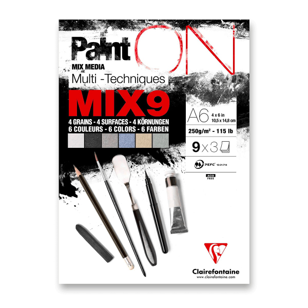 Blok Clairefontaine Paint'ON Mix9 - A6, 27 listů, 250 g