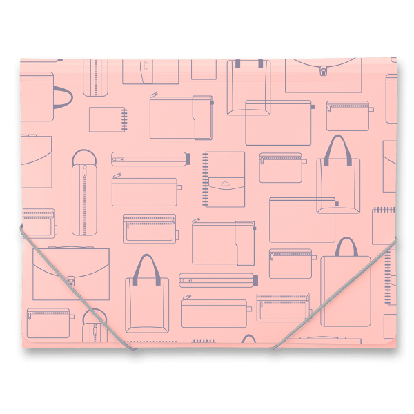 Tříchlopňové desky s gumou Foldermate Vintage A4 - růžová