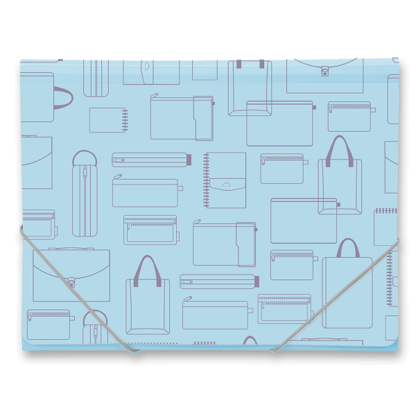 Tříchlopňové desky s gumou Foldermate Vintage A4 - modrá