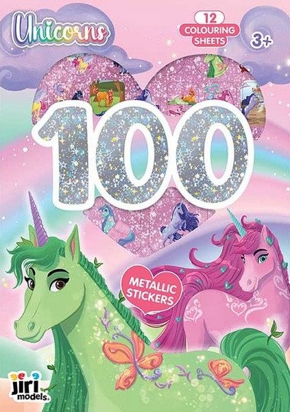 Levně Jednorožci - 100 metalických samolepek s omalovánkovými listy