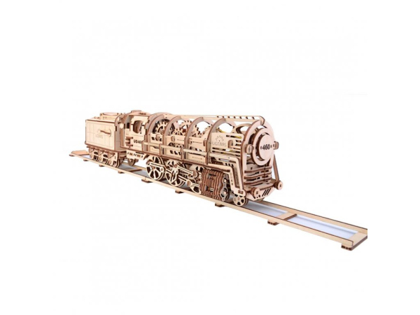 Levně Ugears 3D dřevěné mechanické puzzle Parní lokomotiva 4-6-0 s tendrem