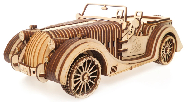 Levně Ugears 3D dřevěné mechanické puzzle VM-01 Auto (roadster)