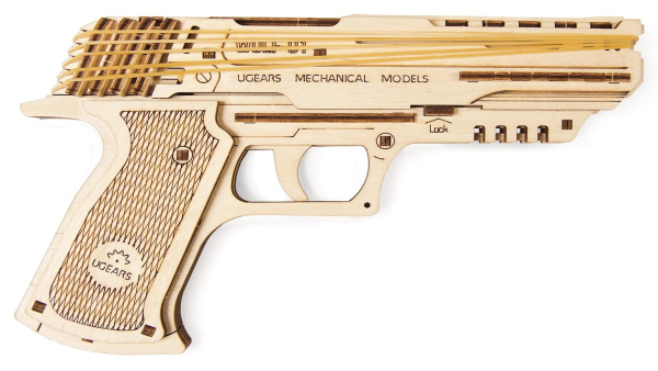 Levně Ugears 3D dřevěné mechanické puzzle Wolf-01 Pistol