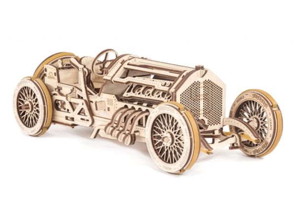 Levně Ugears 3D dřevěné mechanické puzzle U9 Auto (Grand Prix)